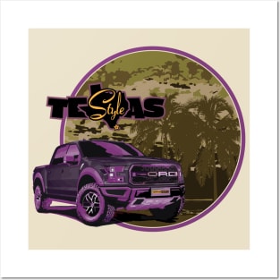 Texas-Style Ford Truck beach scene purple and camouflage colors Posters and Art